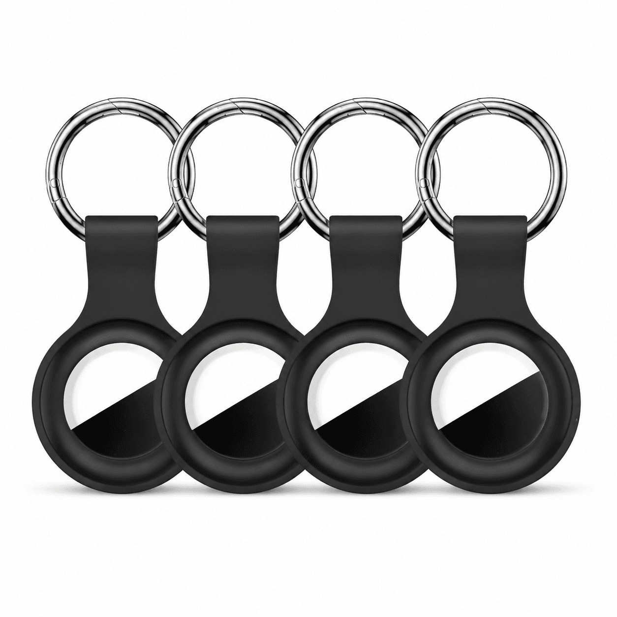 Linsaner Silicone Case with Keychain Ring Compatible with Apple AirTag GPS Finder - Black.