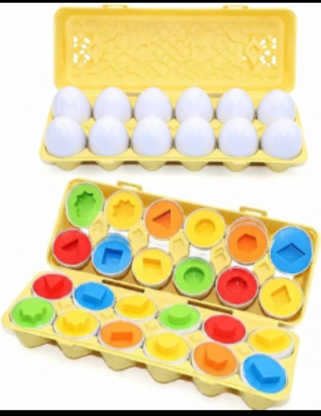 ZAIN 12-Piece Color & Shape Matching Egg Set - Educational Montessori Toy for Toddlers, Early Learning STEM Toy for Recognition and Fine Motor Skills Development.