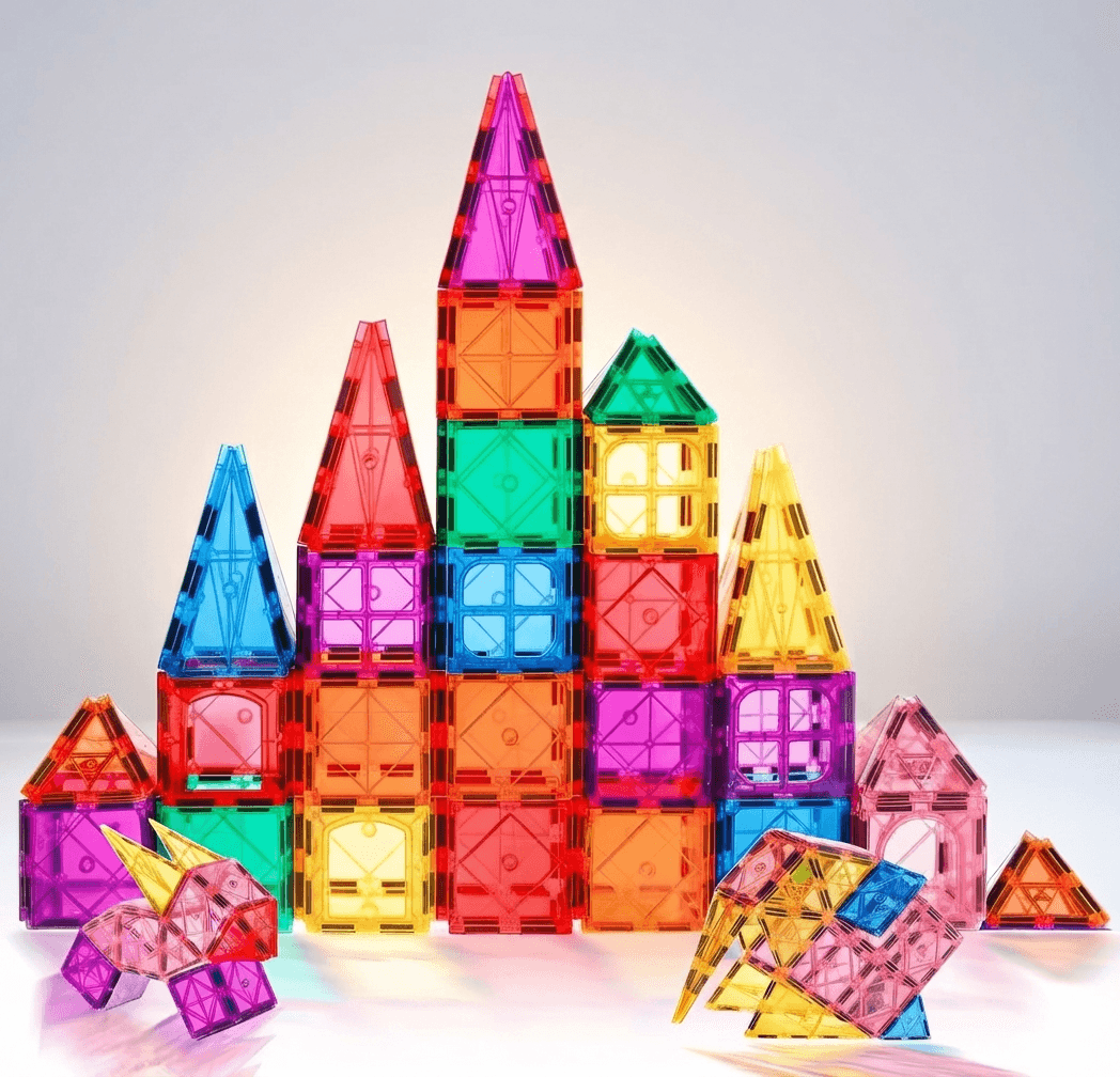 Lotmey 3D Magnetic Tiles Building Blocks for Kids - Translucent Educational STEM Toy & Stacking Magnet Tiles for Toddlers and Older Children (Ages 3-12).