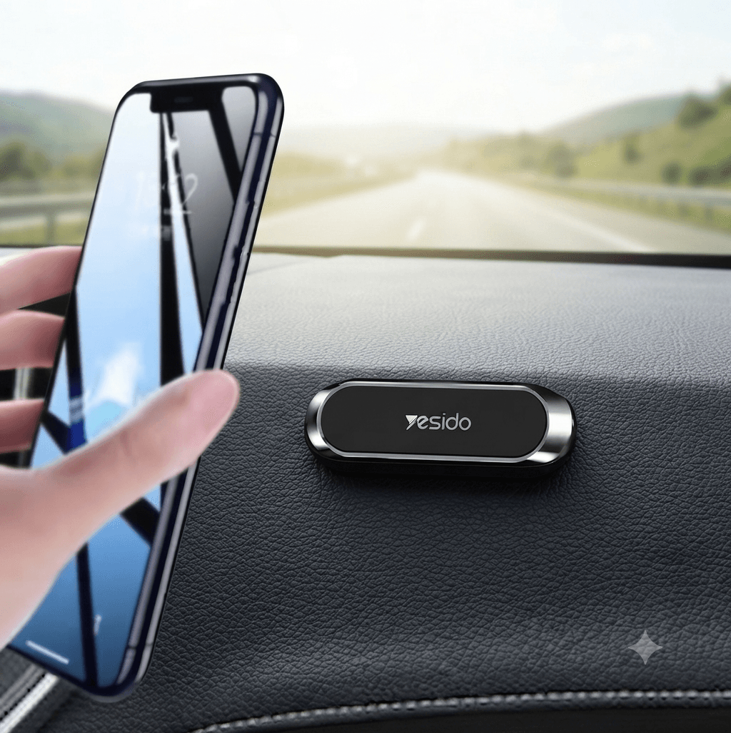 Yesido Flexible Magnetic Car Phone Holder, Bendable Strip Dashboard Mount for All Smartphones.