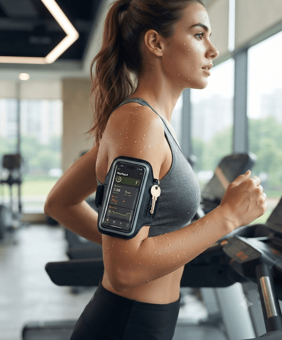 Waterproof Sports Phone Armband with Key Holder (Black)